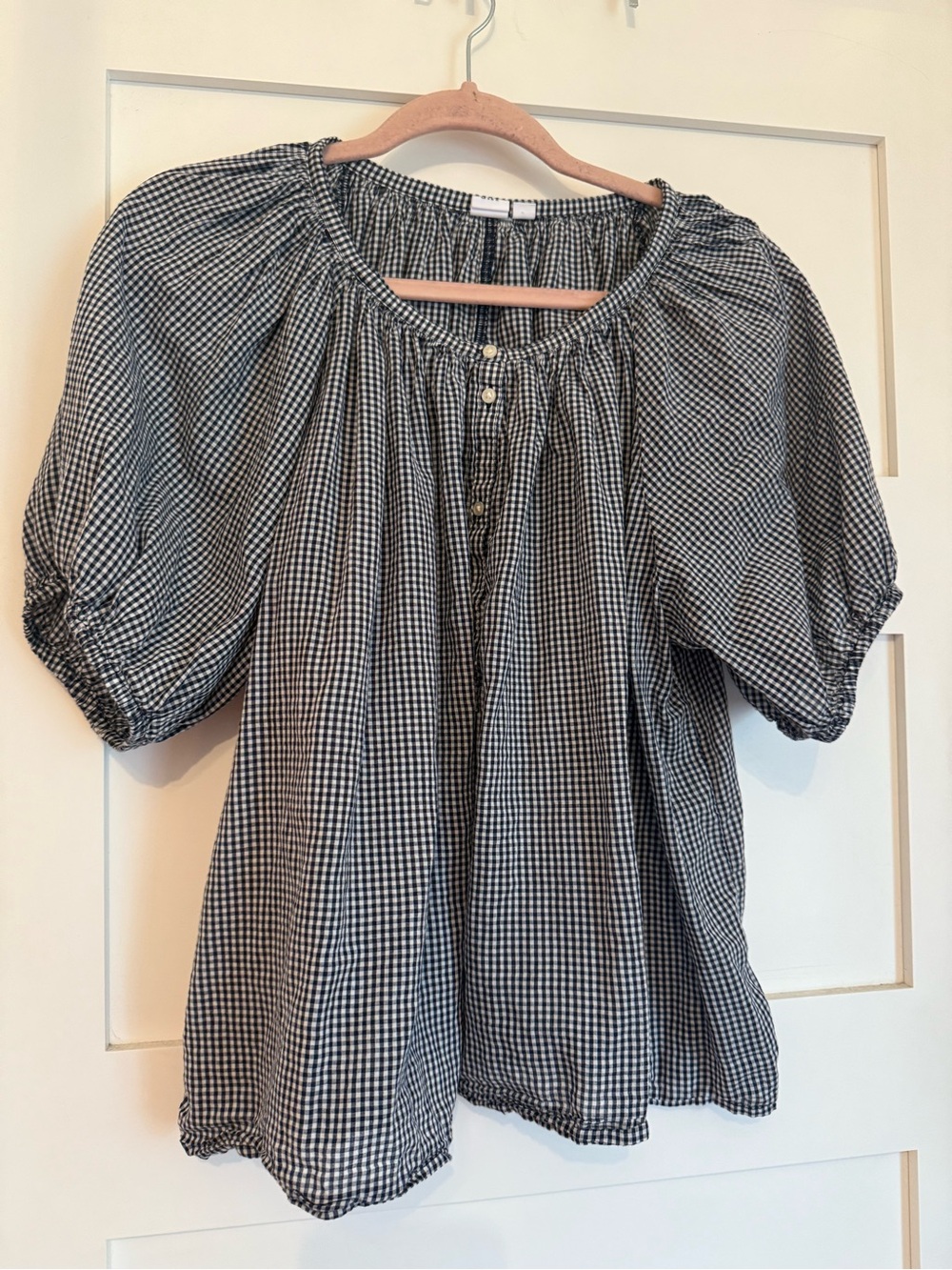 GAP Black and White Gingham Peasant Blouse - Picture 3 of 6